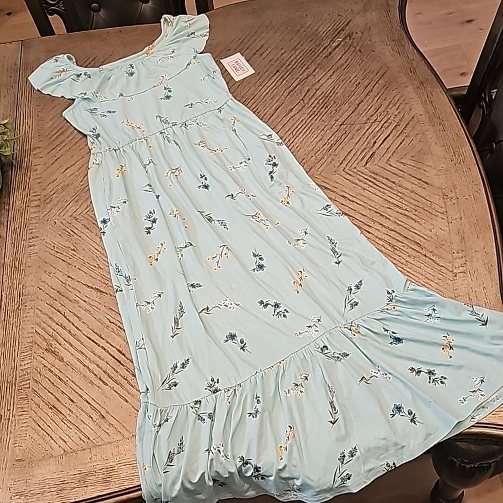 Girls mint green floral maxi dress size L NWT Bailey Lane